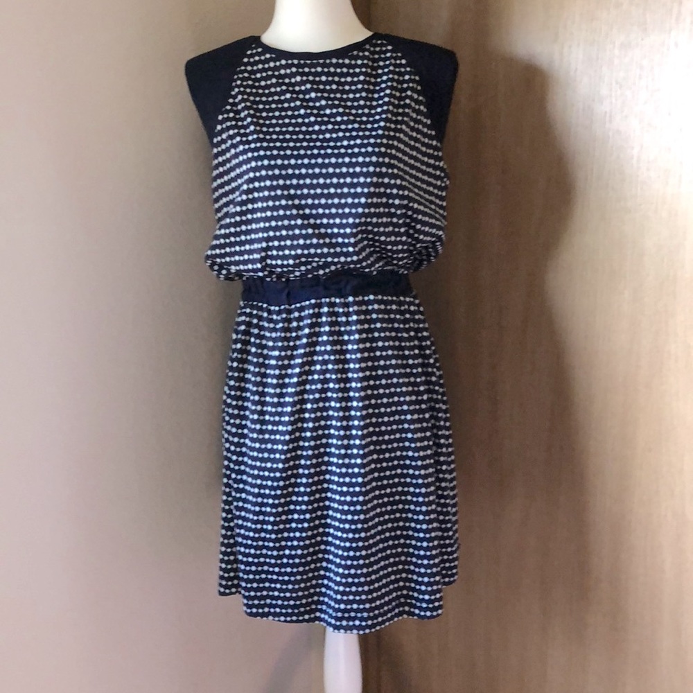 Navy blue & white polka dot mini dress